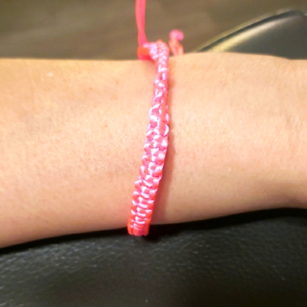 Handmade Neon Pink Braided Bracelet.